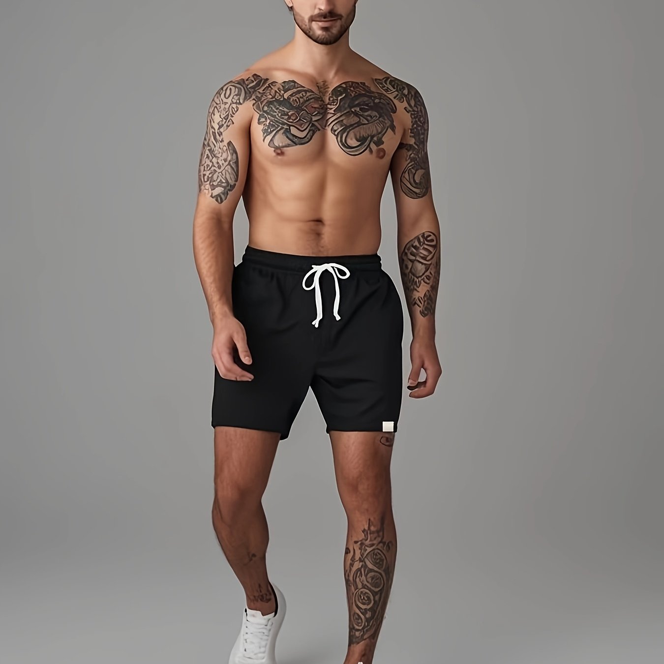 Slim Fit Comfy Active Shorts, Men's Casual Slant Pocket Stretch Waist Drawstring Shorts For Summer Basketball Running