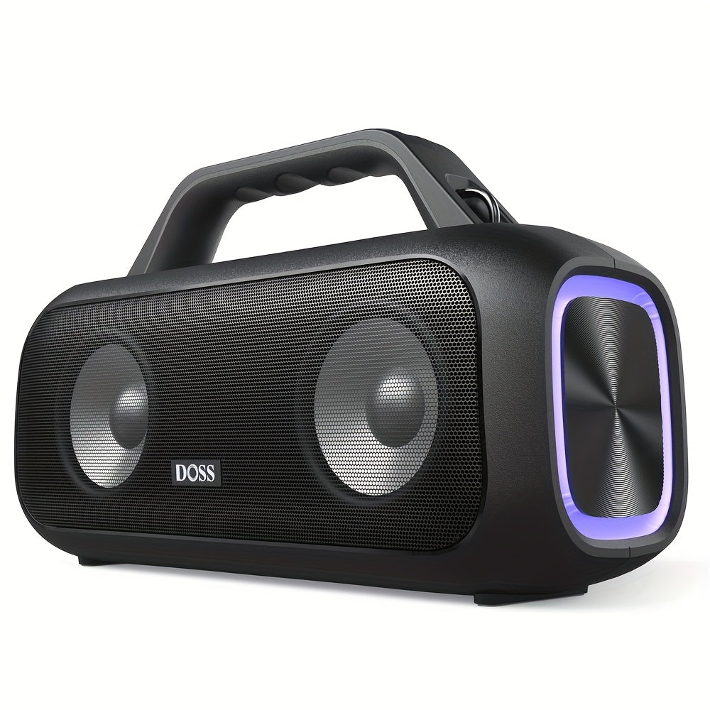 DOSS Extreme Boom S Portable Speaker, Wireless 5.3 with 60W Stereo Sound, Rich Bass, IPX6, 25H Playback Time, TWS, LED Lights, Suitable for Camping, Beach, Pool Outdoor Speakers - 507S
