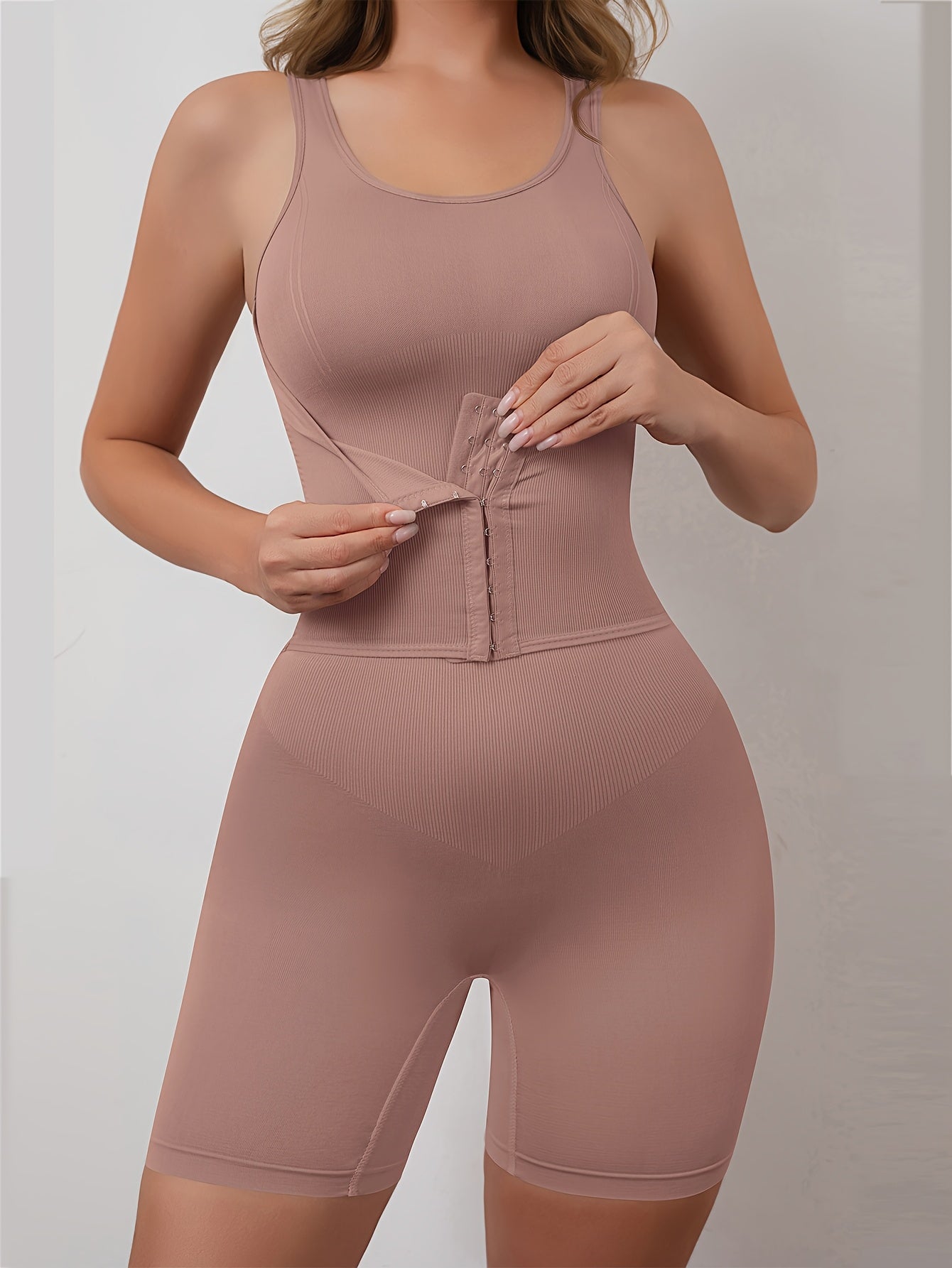 Women's Full-Body Tummy Control Bodysuit - Double-Layer High Compression Shaping Suit with Butt Lift & Waist, Smooth Curves Instantly, Brown/Black/Navy/Beige, Hand Washable One-Piece for Postpartum &