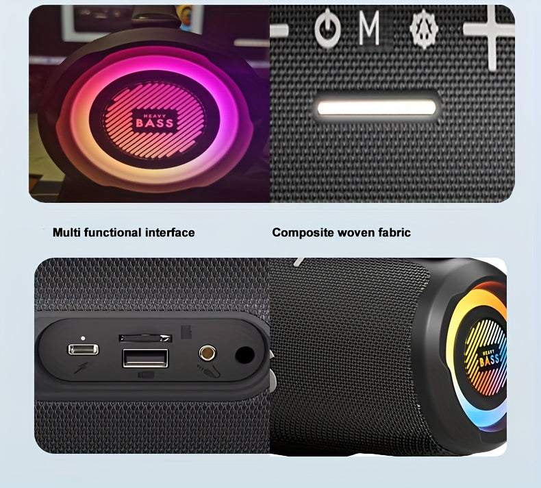 HEAVY BASS 30W Wireless Speaker with Subwoofer, USB-C Charging, Wireless, Built-in Mic, Portable PA System for Home Theater, Camping, Parties - Compatible with PC, Tablet, Smartphone, USB Drive - Ideal for DJs, Presentations,