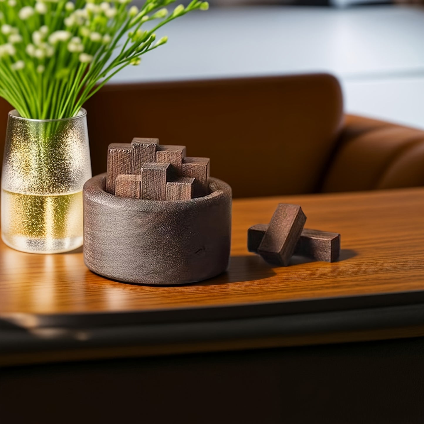 Passive, Walnut Wood Essential Oil Diffuser Set - Fireless, Battery-Free, Slow Release Fragrance for Relaxation & Home Decor
