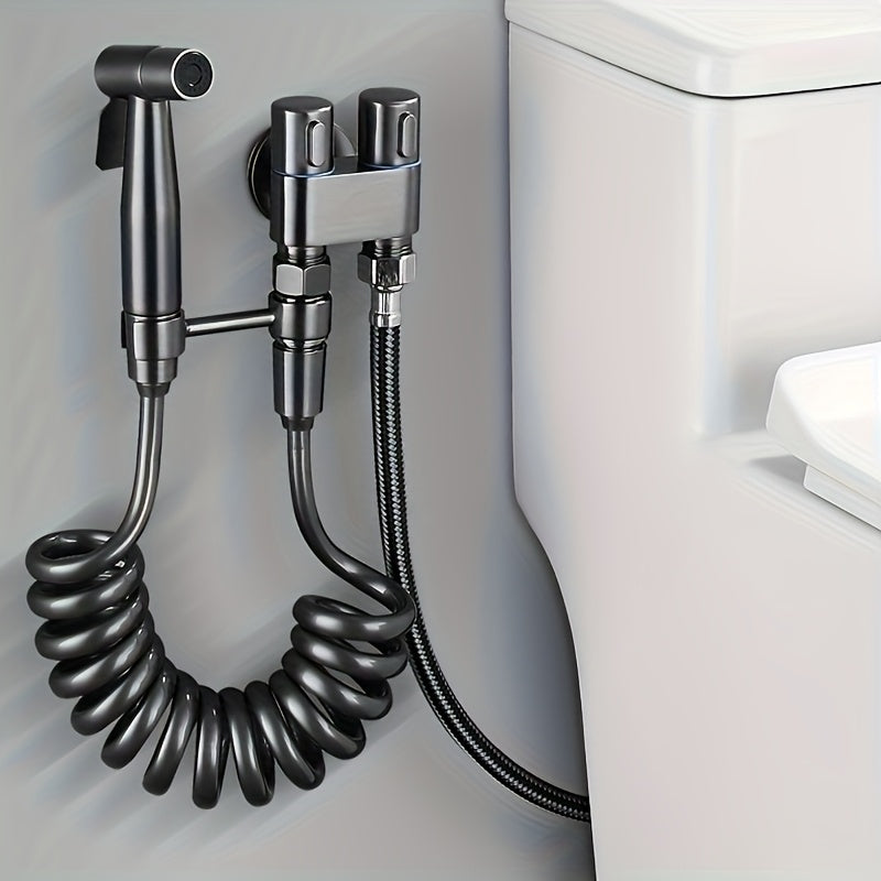 1 Wall Mount Hand Held Sitz Bath Kit, Classic Style, Brushed Finish, Comes with Spray Gun, Telescopic Phone Tube and Stand for Hygienic Toilet Training, Modern Sitz Bath System | Durable Wall Mount I toilet Spray Gun Set
