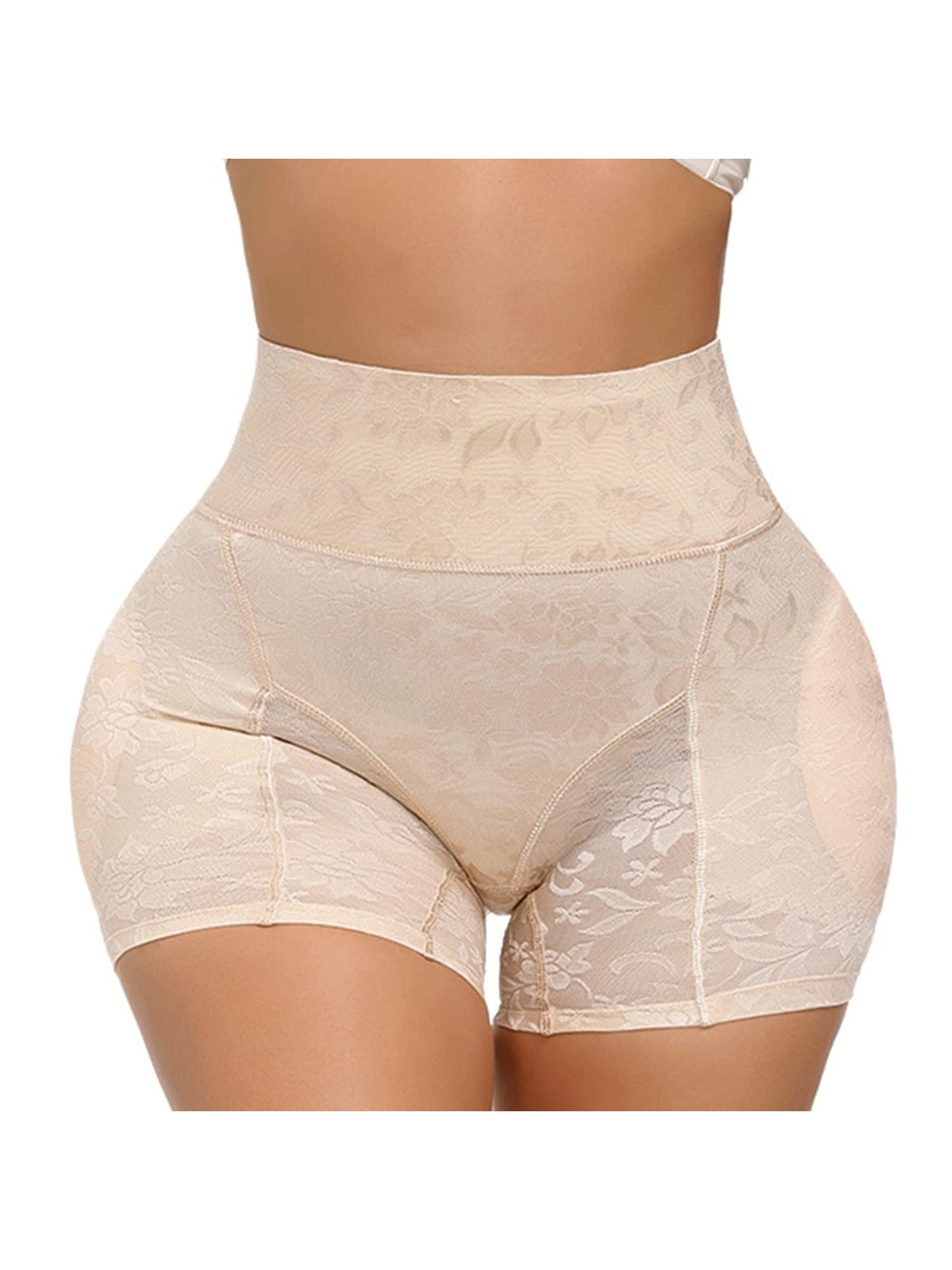 Women's High- Leg-Shaping Tights with Detachable Padding & Lift Design - Double-Layered Anti-Slip Leg Opening, Breathable Sheer Panel & Ruffled Leg - Post-Surgery/Non-Surgery Use, Tummy Control Body Shaping Panties - Machine