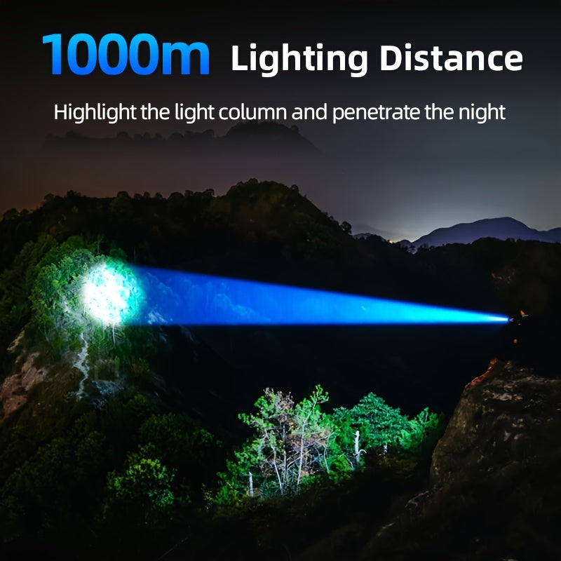 Flashlight (Enhanced Super Bright Version) Large Capacity Battery Long Life, Zoomable - Ultra Long Range & Floodlight, Type-C Charging Suitable for Home, Emergency Lighting, Outdoor Lighting Equipment Traveling, Night Fishing