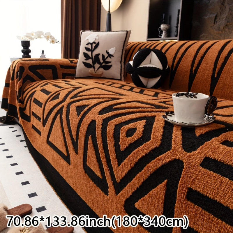 1pc Mirror Yi Thick Plush Sofa Cover - All-Season Pet-Friendly One-Piece Design, Anti-Slip &, Machine Washable Soft Short Fur Fabric, Fit for 3/2/4-Seater & Sectional Sofas, Contemporary Home Decor, Sectional Sofa Cover, Mode