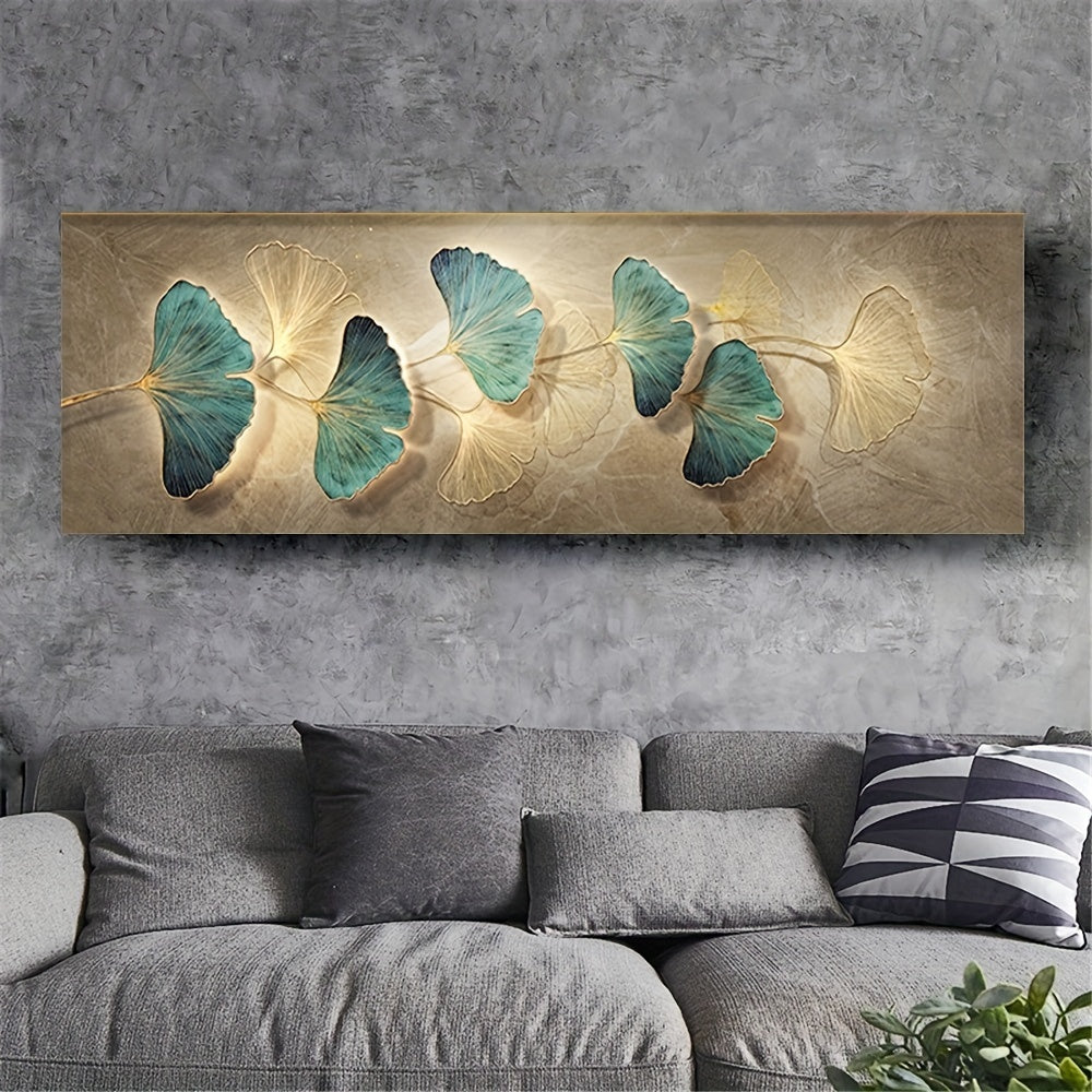 1pc HD Printed Ginkgo Biloba Leaves Canvas Decorative Painting, Light Luxury Art Print Picture, Texture Wall Art Painting For Living Room Bedroom Dining Room Restaurant Office Hotel Homestay & Home, Artwork, Home Decor, No Fr
