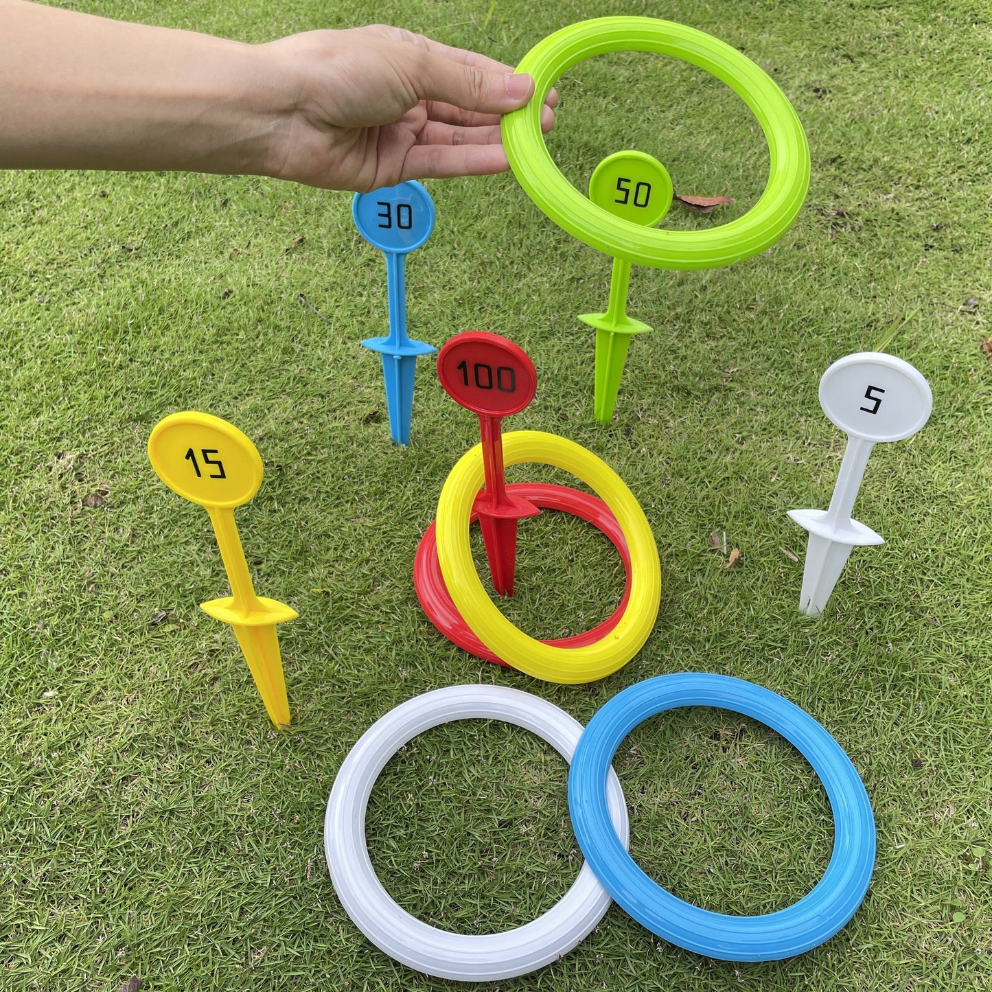 Colorful Rainbow Ring Toss Game Set for Youngsters & Adults - Durable PP Outdoor Fun for Beach, Garden, Lawn & Backyard - Ideal Christmas, Halloween, Thanksgiving Gift
