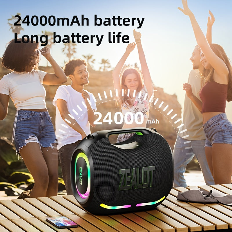 ZEALOT ZE01 120W High-power Wireless Speaker, Outdoor Portable, IPX5, And 4 Speakers, Built-in 24000mAh Battery, With RGB Color Lights, SD, USB, AUX, Internet Dual Pairing Function, Hands-free Calling, Supports Mobile Phones,