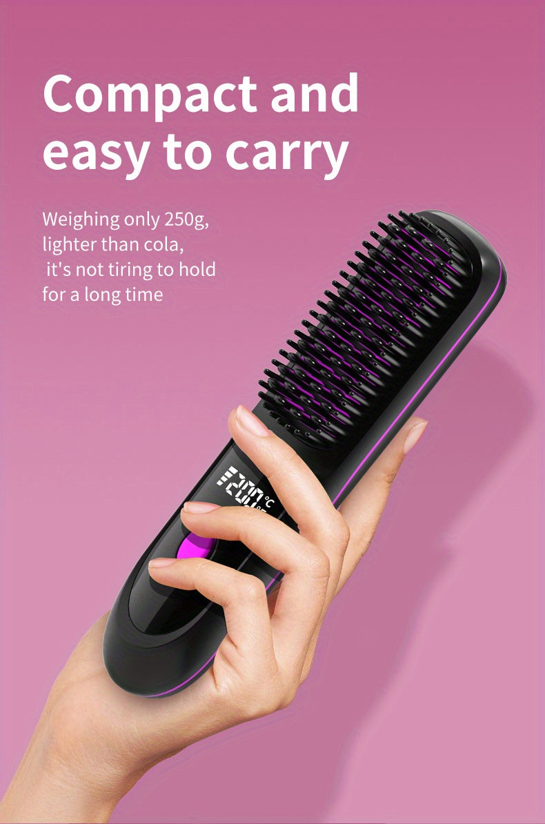 New USB-C Rechargeable Straightener, Fast & Seat Charging Modes, 20S Quick Heat, 3-Speed Temperature Control, Anti-Scald Design, 2600mAh/3200mAh Battery, 3D Tooth Comb, Ceramic Hair Protection Layer, LCD Display, Wireless Por