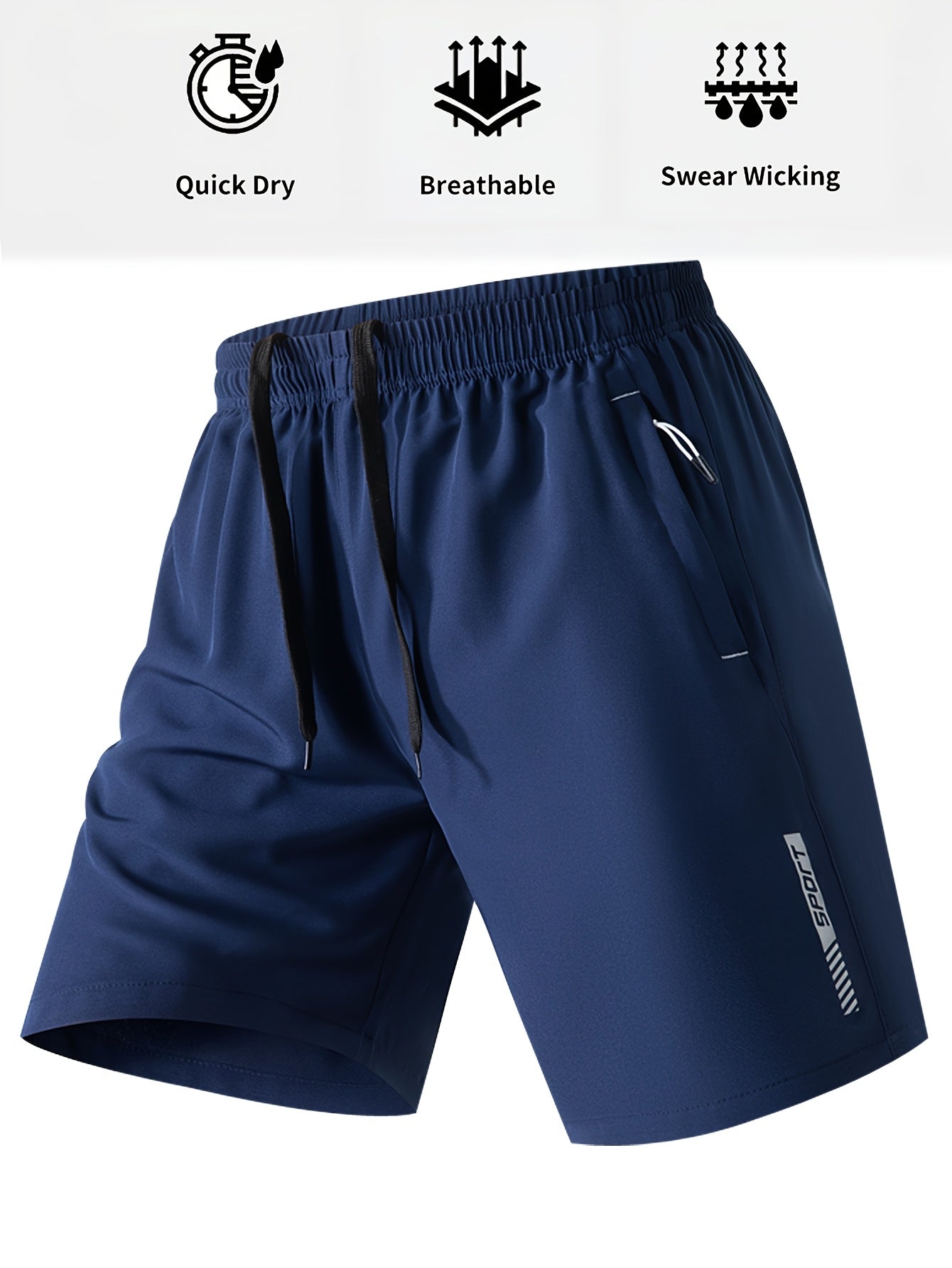 Men's Lightweight Polyester Casual Shorts with Lettering - Breathable Summer Beach & Outdoor Sports Shorts, Regular Fit, Pockets, Hand Wash or Dry Clean, Athletic Leisure Shorts | Modern Casual Shorts | Functional Pockets Des