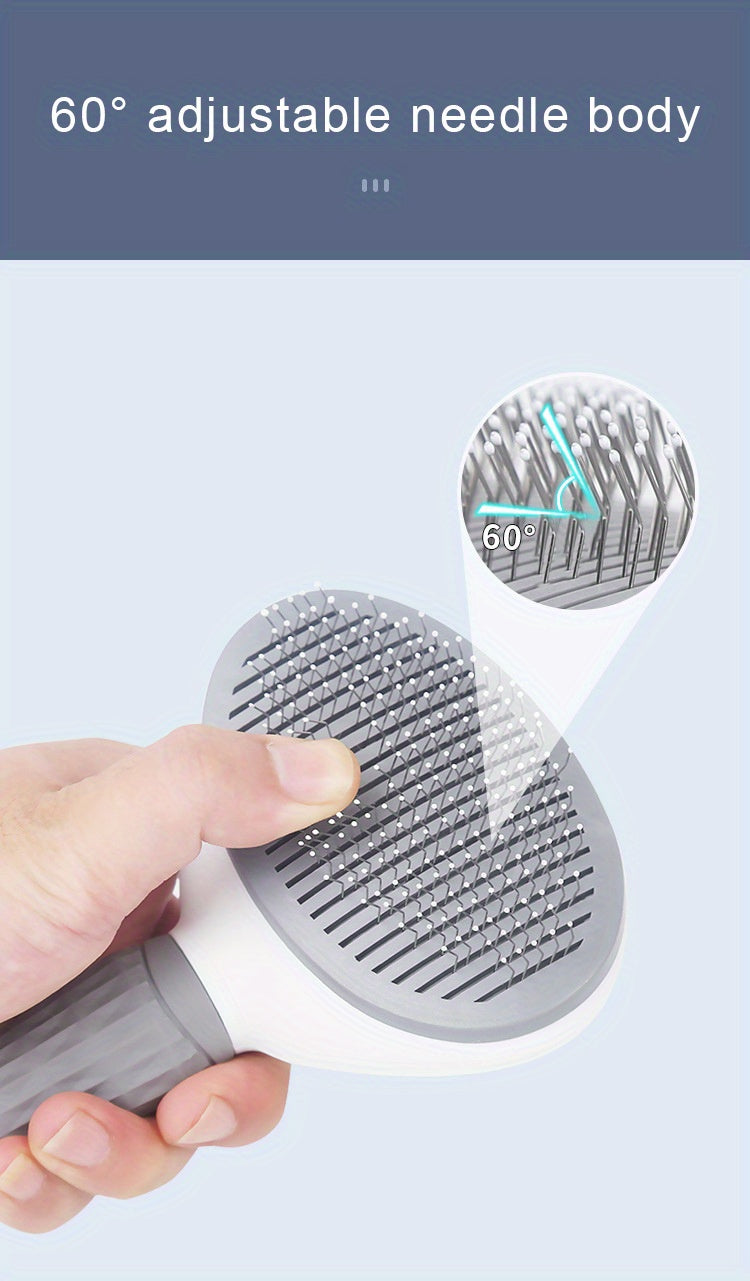 1pc Pet Grooming Brush - Efficient Hair Removal Comb for Cats & Dogs, Ergonomic Handle, Durable ABS Material, Ideal for Coat Health Maintenance, Pet Grooming Tool|Easy Grip Handle|Fine Bristle Comb, Pet Hair Remover Tool
