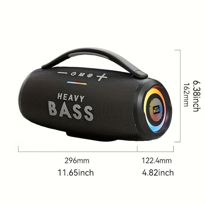 HEAVY BASS 30W Wireless Speaker with Subwoofer, USB-C Charging, Wireless, Built-in Mic, Portable PA System for Home Theater, Camping, Parties - Compatible with PC, Tablet, Smartphone, USB Drive - Ideal for DJs, Presentations,
