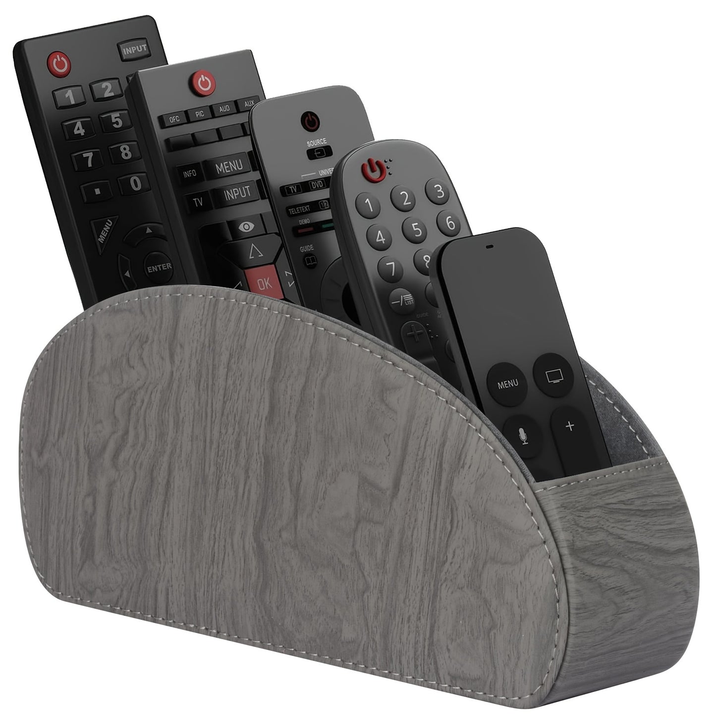 Remote Control Holder with 5 Compartments - Black Faux Leather Remote Caddy for TV, DVD, Blu-Ray, Media Player, And Heater Control, Independent Storage, Desk & Drawer Organizer for Home Storag, Desk & Drawer Organizer for Hom