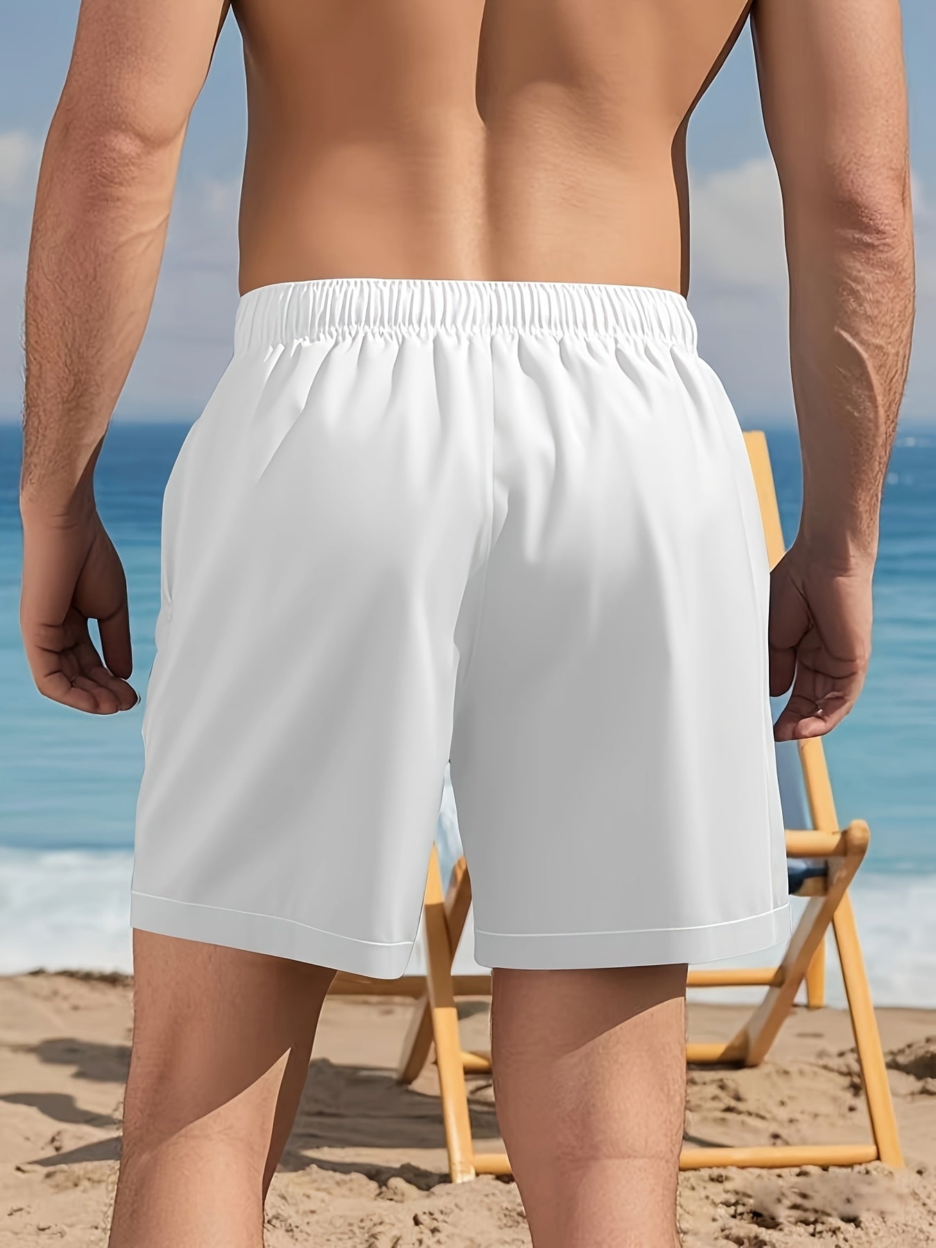 3pcs Men'S Plus Size Casual Shorts Set - White with Black Spider Web Print, Drawstring Waist, Non-Stretch Fabric, Perfect for Beach or Sports, Beach Shorts | Sporty Style | Woven Texture