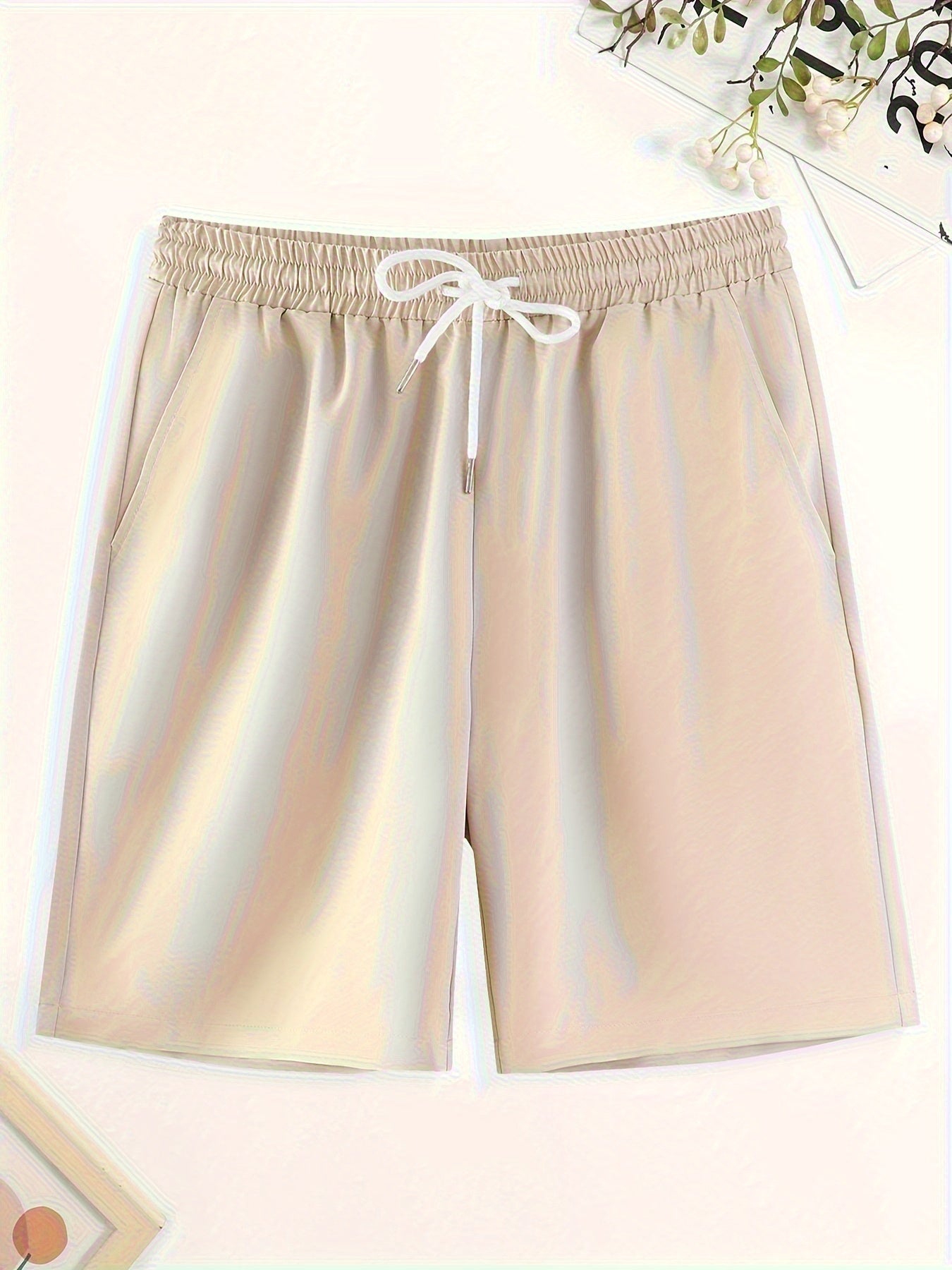 3pcs Men'S Plus Size Casual Shorts Set - White with Black Spider Web Print, Drawstring Waist, Non-Stretch Fabric, Perfect for Beach or Sports, Beach Shorts | Sporty Style | Woven Texture