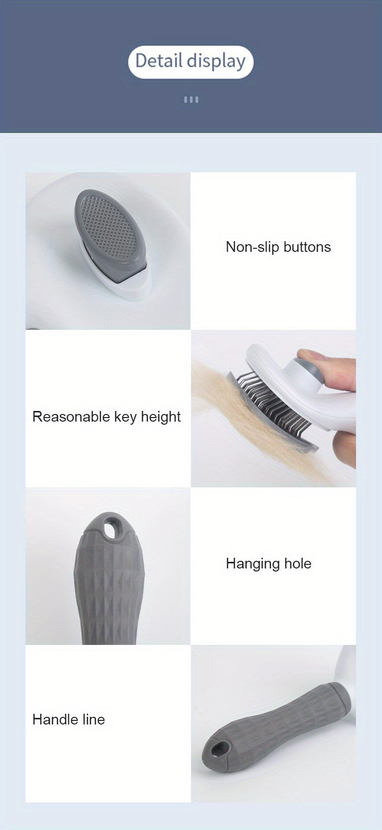 1pc Pet Grooming Brush - Efficient Hair Removal Comb for Cats & Dogs, Ergonomic Handle, Durable ABS Material, Ideal for Coat Health Maintenance, Pet Grooming Tool|Easy Grip Handle|Fine Bristle Comb, Pet Hair Remover Tool