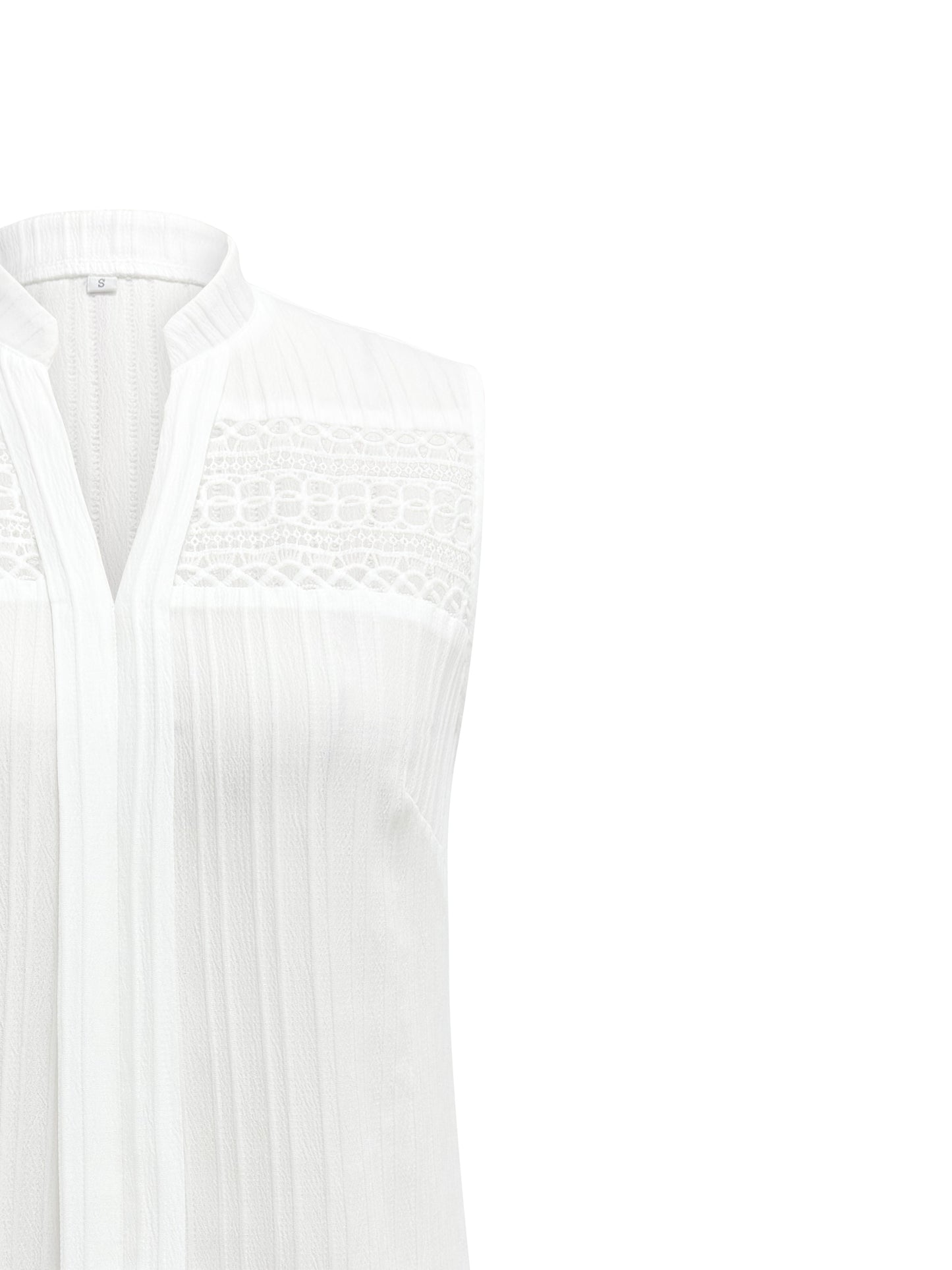 Lace Stitching V-neck Blouse, Elegant Sleeveless Top For Spring & Summer, Women's Clothing