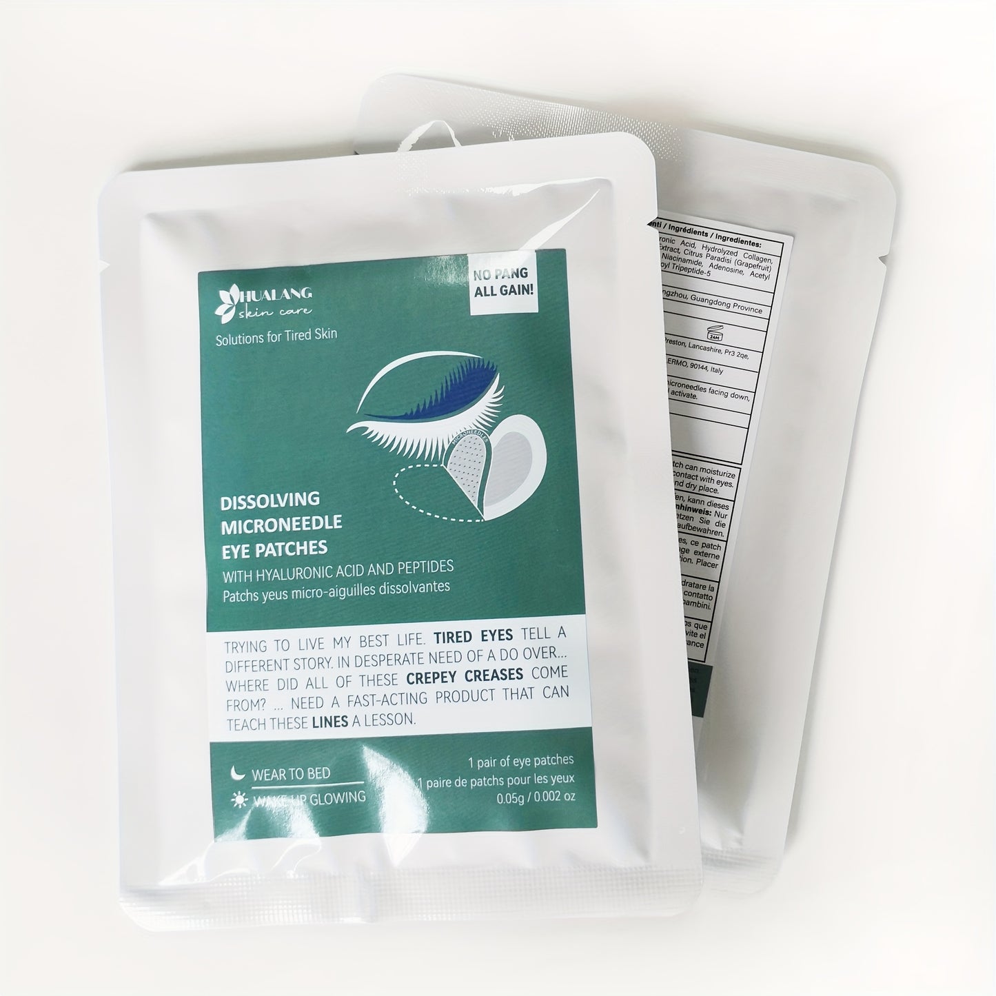 Hyaluronic Acid Soluble Dissolving 0.28mm Microneedle Under Eye Patches