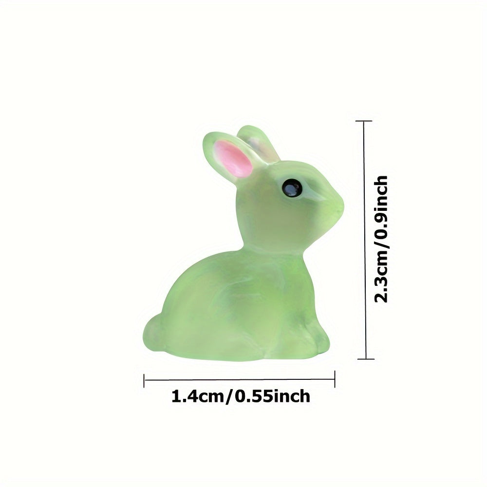 10/18/36pcs Cute Mini Luminous Resin Bunnies Ornament Glow In The Dark Miniature Figurines Rabbit Micro Landscape Fairy Garden Accessories