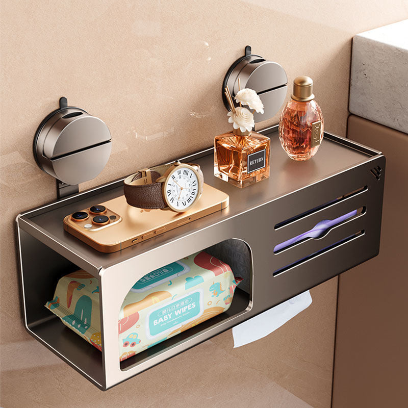 CYCY Wall-Mounted Bathroom Tissue Box Holder with Suction Cup Installation - Space-Saving Square Design, Durable Carbon Steel, Holds Multiple Rolls, Ideal for Toilet Paper & Face Towels, Modern Minimalist Style, Toilet Paper