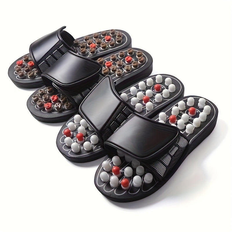 Massage Slippers Polka Dot Japanese Rotating Health Massage Slippers Acupoint Health Care Foot Health Slippers, Open Toe Non-Slip Massage Shoes Reflex Foot