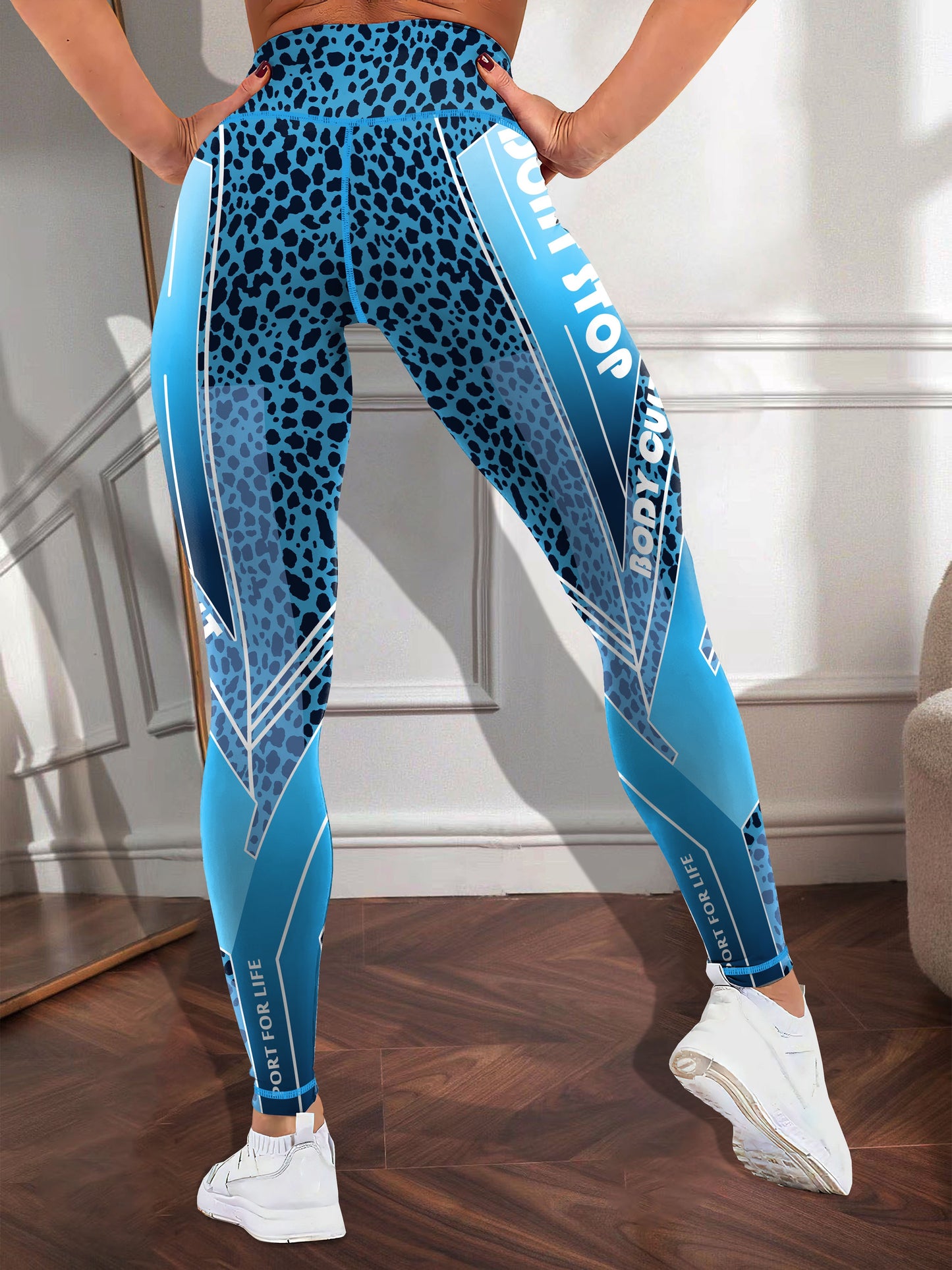 Women's Fashion Color Block Splash Print Yoga Pants, Striped Print Breathable Stretchy Butt Lifting Yoga Workout Running Sports Leggings, Women's Activewear