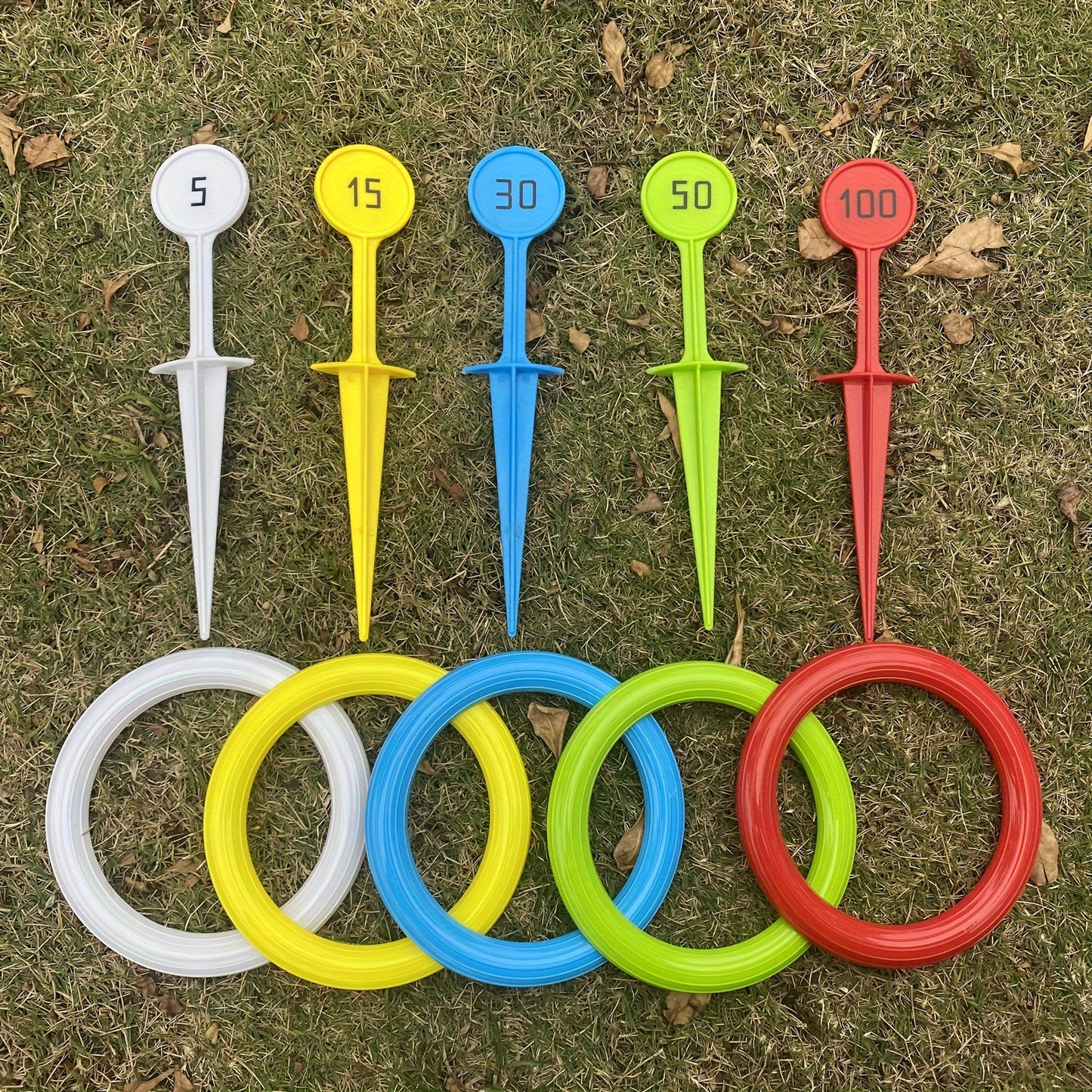 Colorful Rainbow Ring Toss Game Set for Youngsters & Adults - Durable PP Outdoor Fun for Beach, Garden, Lawn & Backyard - Ideal Christmas, Halloween, Thanksgiving Gift
