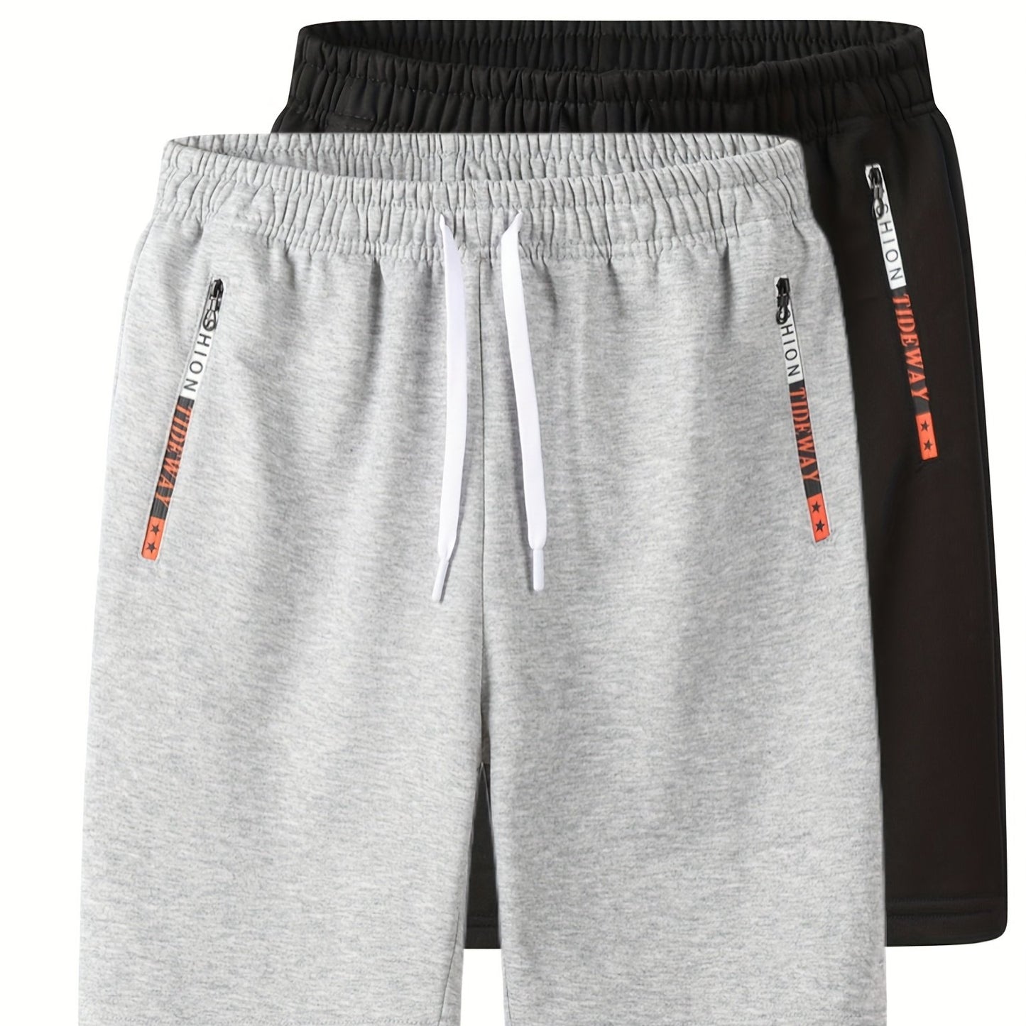 2pcs Men's Casual Outdoor Shorts - Summer Men's Casual Shorts with Zipper Pockets, Minimalist Multi-Pocket Design for Daily Wear, Running, Fitness & Travel, 100% Polyester Knit Fabric, Drawstring Waistband, Machine Washable,