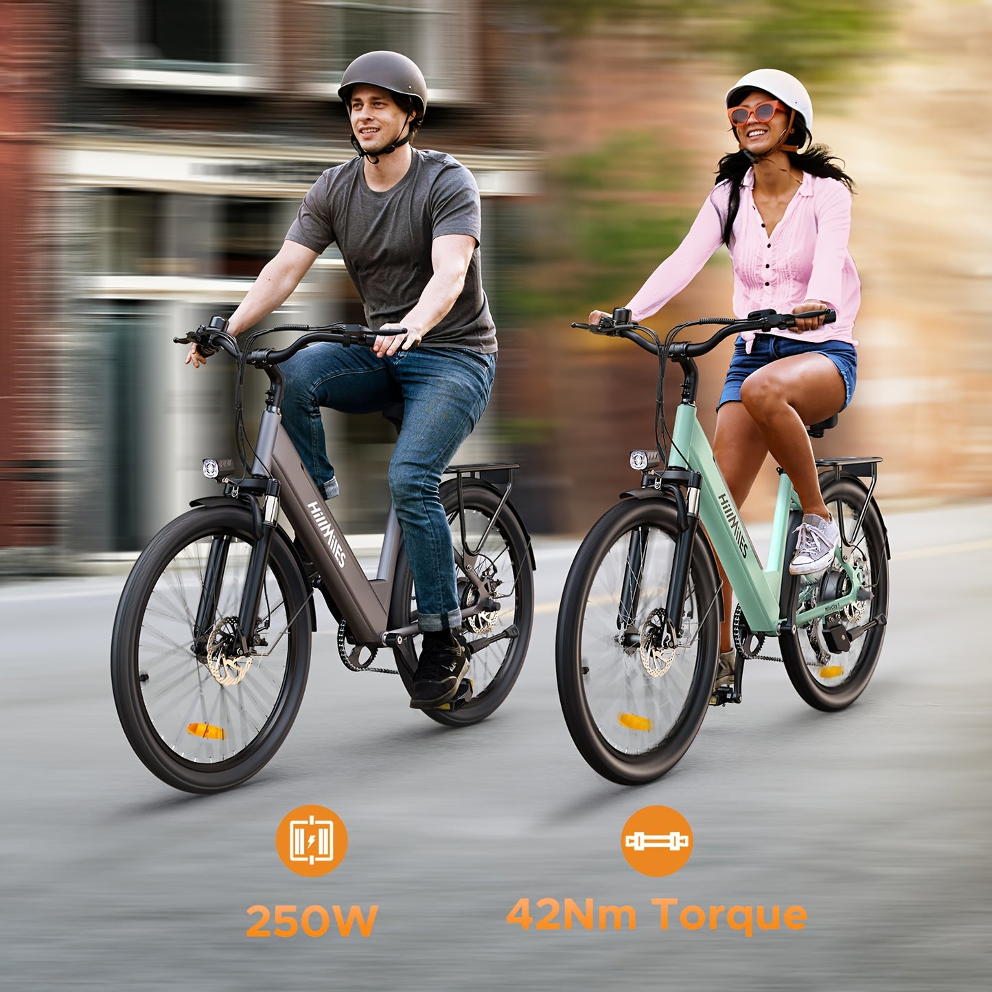 MileCity1 Step-Thru Electric Bike - Heavy-Duty Adult e-Bike with 250W Motor, 120KM Long Range, Front Suspension, 7-Speed Gears, LED Display, 66.04cm x 4.95cm All-Terrain Tires, Dual Brake System - Fast-Charging, for City Comm