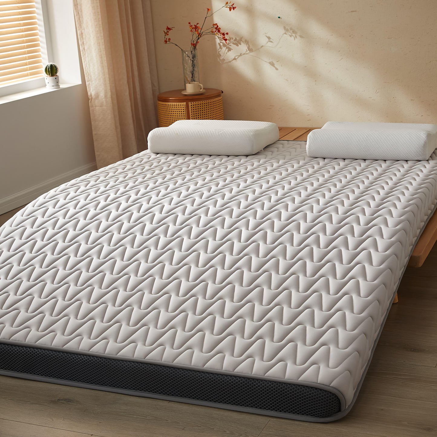 1pc 5cm Memory Foam Mattress Topper - High-Density Support, Slow Rebound Pressure Relief, Ultra-Soft Quilted Surface & Breathable Mesh Design, Foldable Portable Bed Pad, All-Season Comfortable Bedding for Bedroom, Dorm & Gues