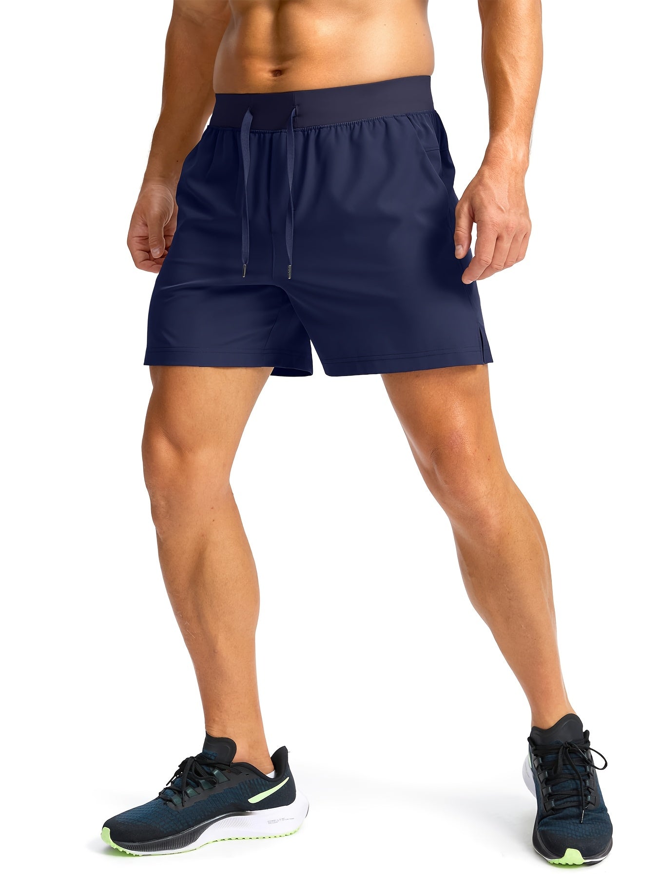 Men'S Light Gray Running Shorts with Zipper Pockets - Adjustable Drawstring, Quick-Dry Athletic & Casual Shorts for Gym, Training, Hiking, and Everyday Wear