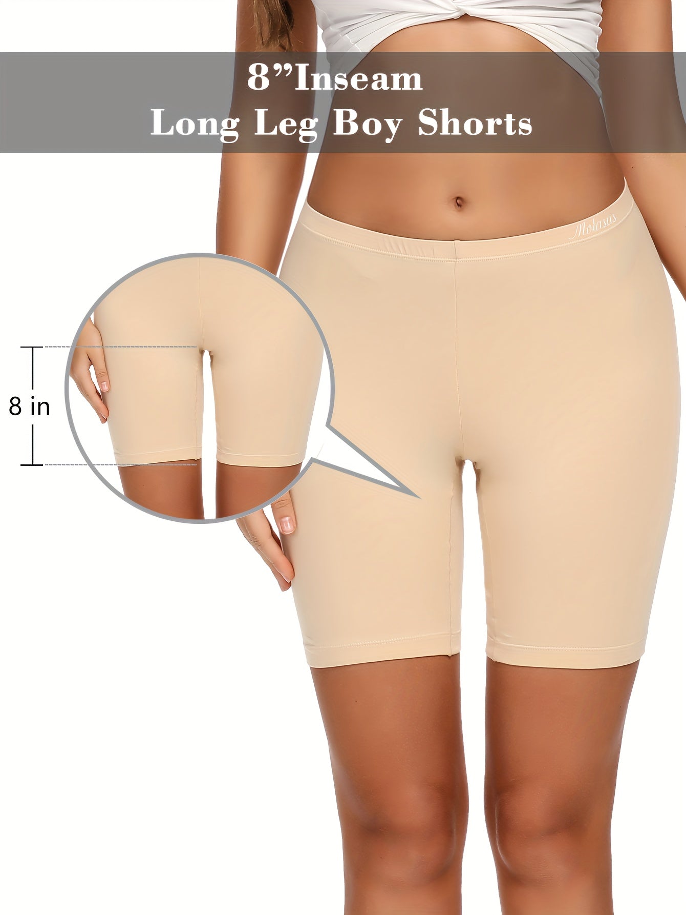 Women's Cotton Boyshorts Underwear 4-Pack - Comfortable Full Coverage Boxers, Knit Fabric, Solid Color, Simple Style, 95% Cotton 5% Spandex