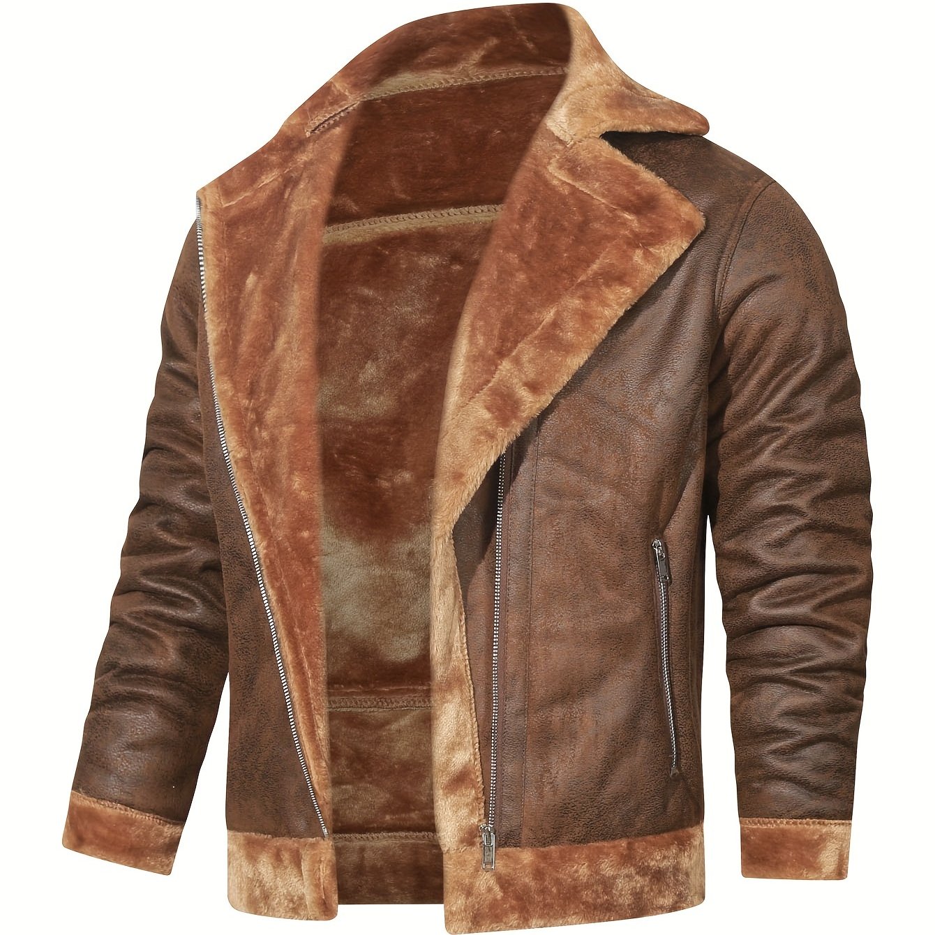 Men's Pu Jacket, Chic Faux Leather Jacket For Fall Winter