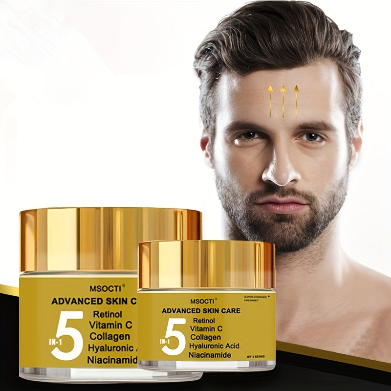 1pc MSOCTI Advanced 5-in-1 Anti-Aging Cream for All Skin Types - Moisturizing Face Cream with Retinol, Vitamin C, Collagen, Hyaluronic Acid, Niacinamide - Alcohol-Free, Firming & Repairing Skin Care