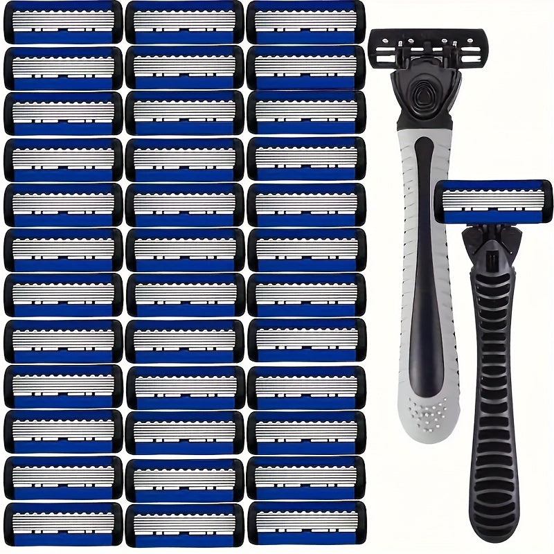 Men's Manual Razor, 6-layer Blades Razor, Non Slip Handle, Classic Men's Shaving Tools For Daily Use