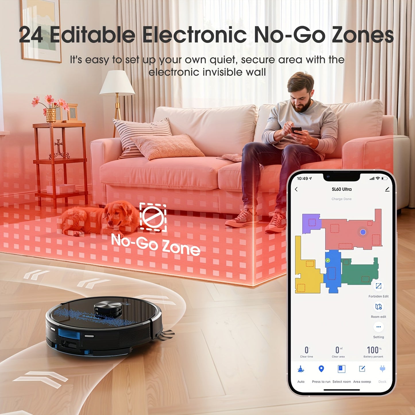 Robot Vacuum Cleaner And Mop Combo 4500Pa, Lubluelu SL60Ultra Robotic Vacuum, 150Mins Max, 56dB, 24 No-Go Zones for Pet Hair Carpets Floor, Christmas&Halloween Gifts, Robot Vacuum And Mop, Vacuum Cleaner Robot, Robot Vacuum C