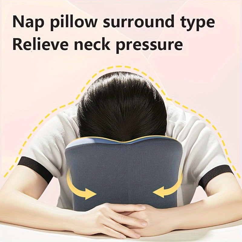 1pc Ergonomic U-Shaped Nap Pillow –, Portable & Machine Washable, Comfortable for Office, Student, and Travel Use, Available in Blue, Gray, Pink