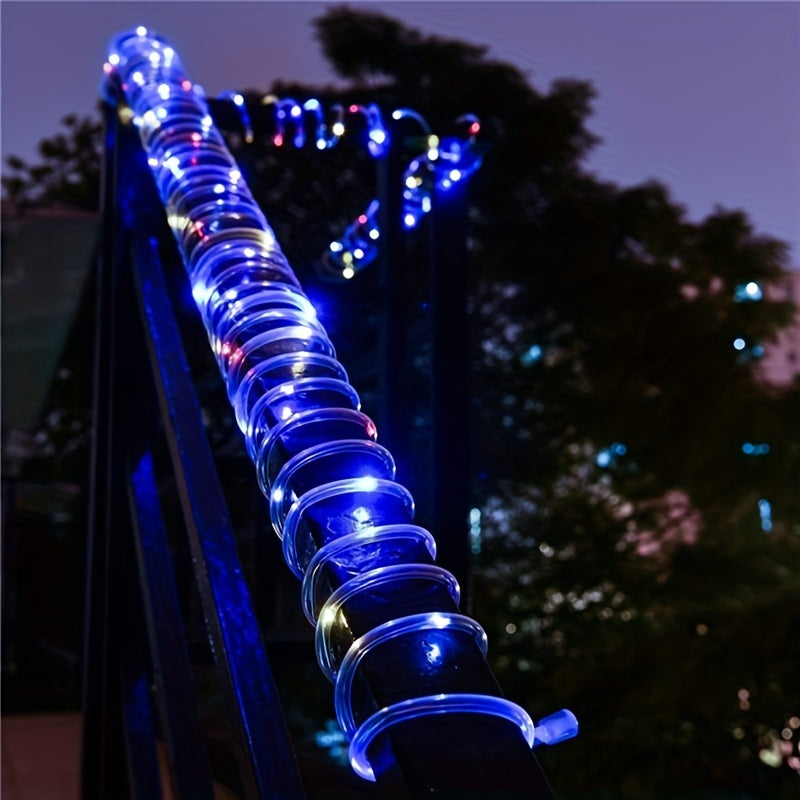 Solar LED Light Path Deck Outdoor Garden Solar String Lights Solar Rope Lights Outdoor Lighting strips Led Garland Lights For Wedding Party Christmas Halloween Decoration Garden Stair with Smart Light sensor 8 Light Modes