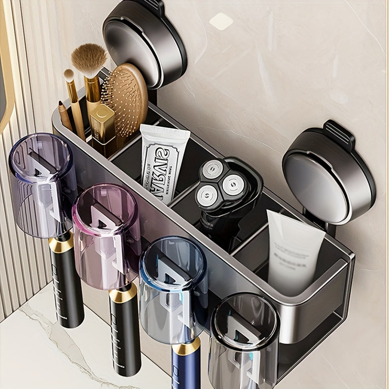Bathroom Essentials Wall Mount Shower Caddy - No Drilling Required, Space-Saving Organizer for Toothbrushes, Dental Cup, Mouthwash, and Bathroom Accessories - Ideal for Home and Gift