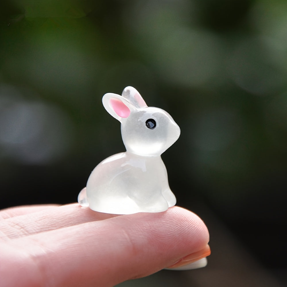 10/18/36pcs Cute Mini Luminous Resin Bunnies Ornament Glow In The Dark Miniature Figurines Rabbit Micro Landscape Fairy Garden Accessories