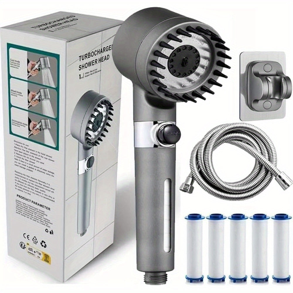 1pc Ion Drops Shower Head, 2025 New Iondrops Filtered Shower Head with Handheld Filtered Shower with Hose Adjustable Settings
