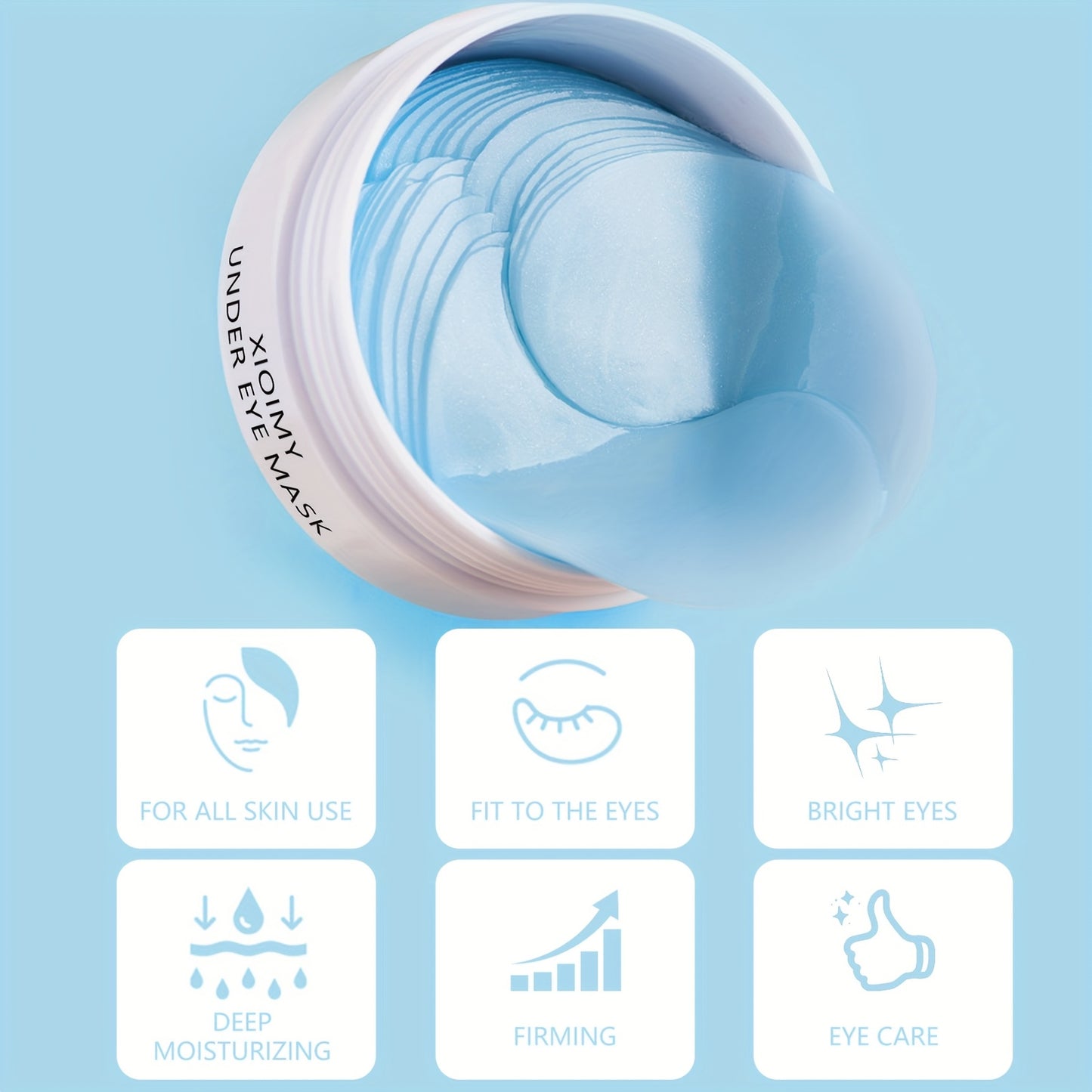 60pcs Xioimy Collagen & Retinol Under Eye Masks - Hypoallergenic Multi-Functional Gel Eye Patches for Tightening, Moisturizing & Firming - European Specialized Skincare for All Light Beige Types, Men & Women, Eye Patches Skin