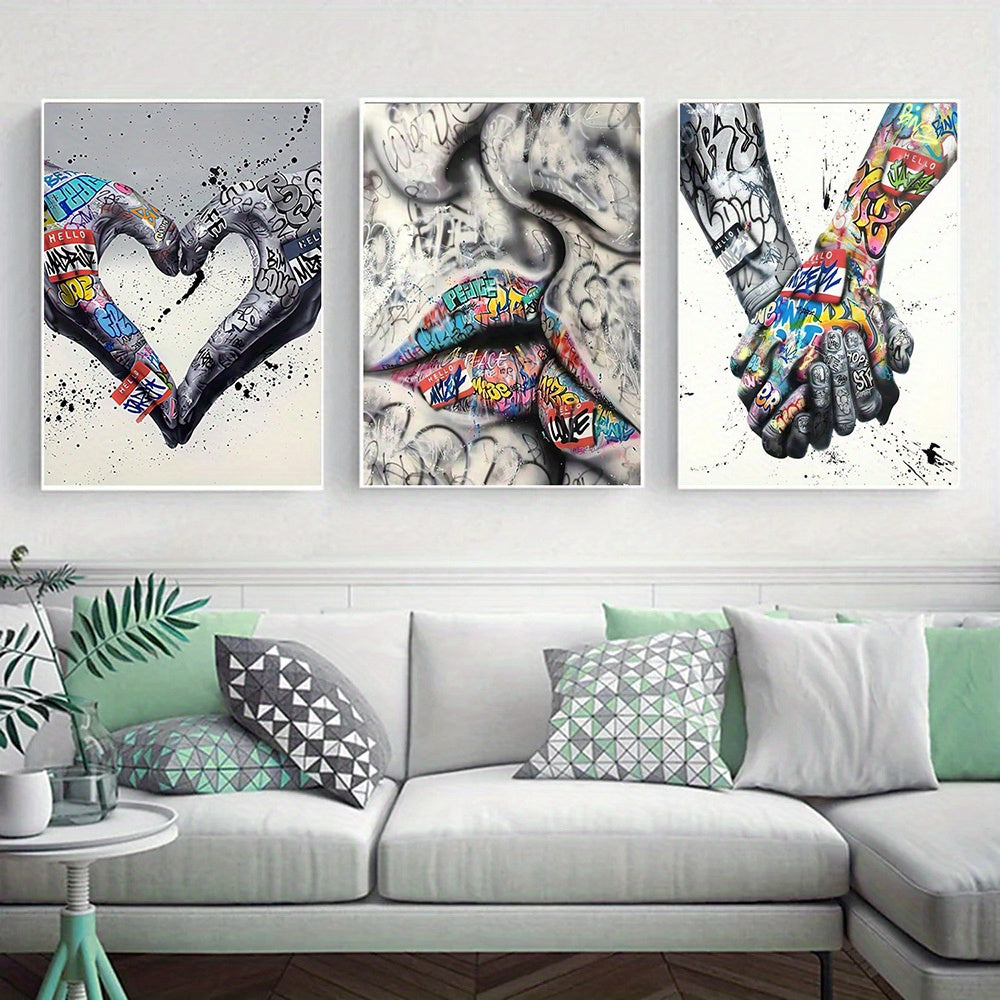 Triple Panel Abstract Art Print L2023-107, Contemporary Style, Frameless Wall Art Decor Set