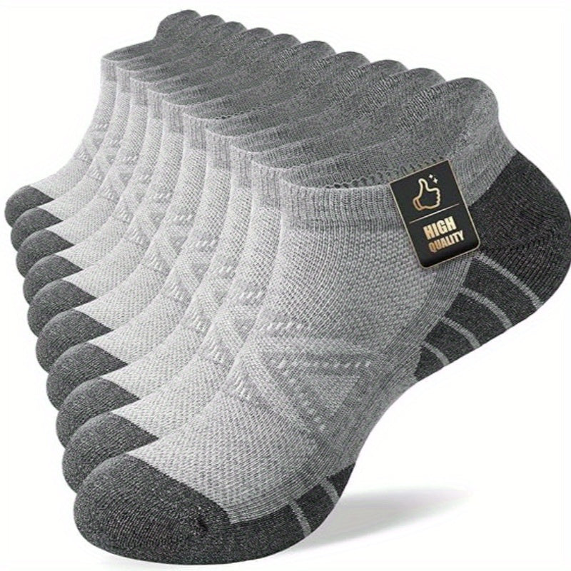 10 Pairs of Men'S Low-Cut Comfortable Cushioned Casual Socks