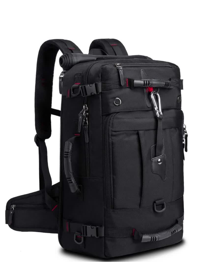 50L Large Capacity Convertible Backpack for Men - Black, Multi-Functional Hiking & Travel Bag with Laptop Compartment, Adjustable Straps, Durable Polyester Lining, Ideal for Outdoor Adventures, Sports, and Everyday Use, Trave