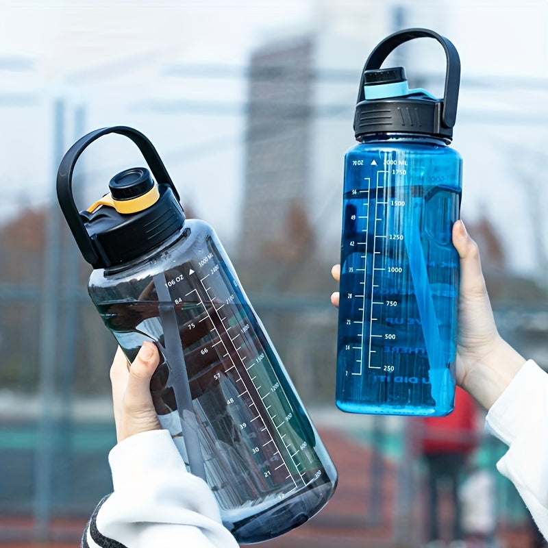 1pc, Large Clear Plastic Water Bottles - Motivational Sports Water Cups for Camping, Hiking, Fitness, and Home Kitchen - Perfect Birthday Gifts - 50.7oz/67.6oz/101.4oz