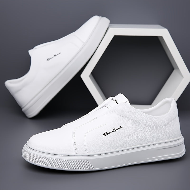 Men'S Navy Blue Slip-On Sneakers - Stylish Low Top Casual Shoes with White Sole, Comfortable Microfiber Upper, Perfect for Daily Outings and Outdoor Activities, All-Season Footwear, Casual Walking Shoes|Stylish Slipon Sneaker