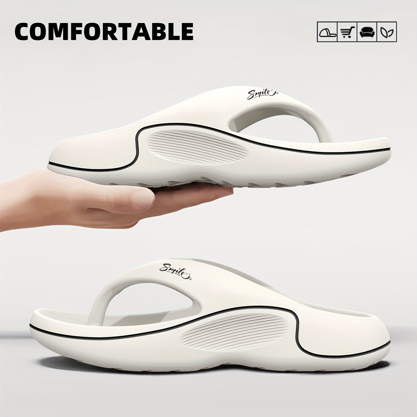 Non-Slip Slip-On Slippers - Heavy-Duty Cushioned EVA Indoor/Outdoor House Shoes, Anti-Slip Sole for Bathroom, Pool, Gym, Patio - Lightweight & Easy-Clean Unisex Adult Slippers (Black) - Ideal for Home, Hotel, Spa Use