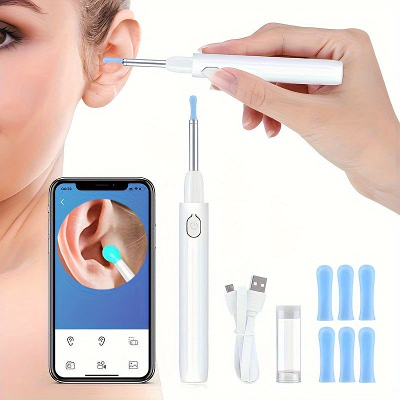 Rechargeable Ear Wax Remover Kit, Wireless Otoscope Earwax Removal Tool 1080P HD WiFi Ear Endoscope With LED Light, 3.5mm Visual Ear Scope Camera Safe Ear Pick Ear Cleaning Endoscope Kit For Adults & Pets