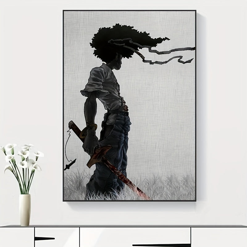 1pc African Samurai Anime Poster, Room Aesthetics Poster, Decoration Painting, Canvas Wall Art, Living Room Poster, Bedroom Painting, Home Decor, Frameless